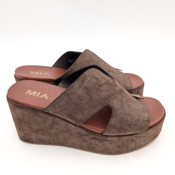 Mia Reta Platform Wedge Slide Sandal Cutouts Women's Brown Size US6 EU37 - Picture 3 of 11